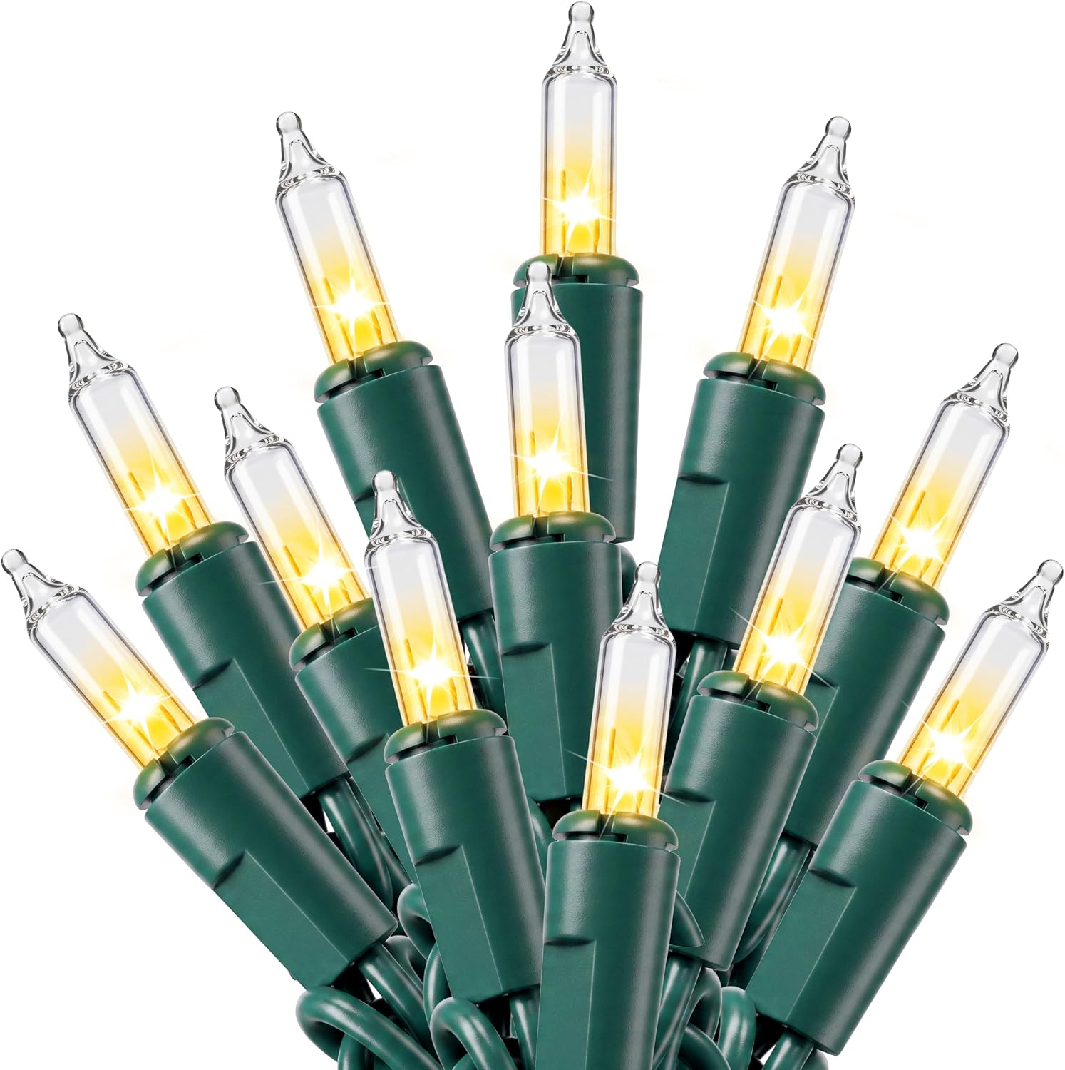 Joiedomi clear warm-white mini Christmas lights on green wire