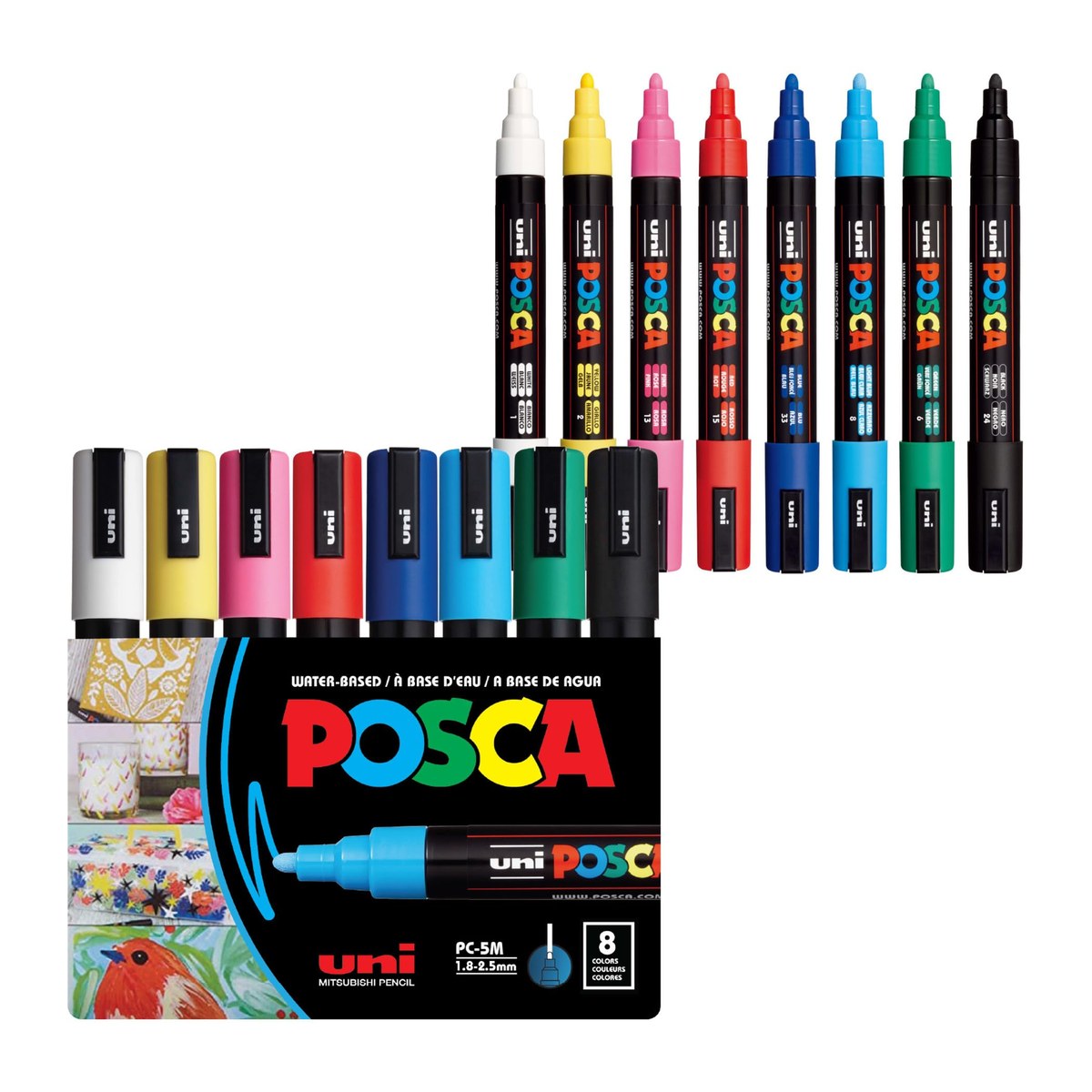 POSCA PC-5M eight-color paint marker set