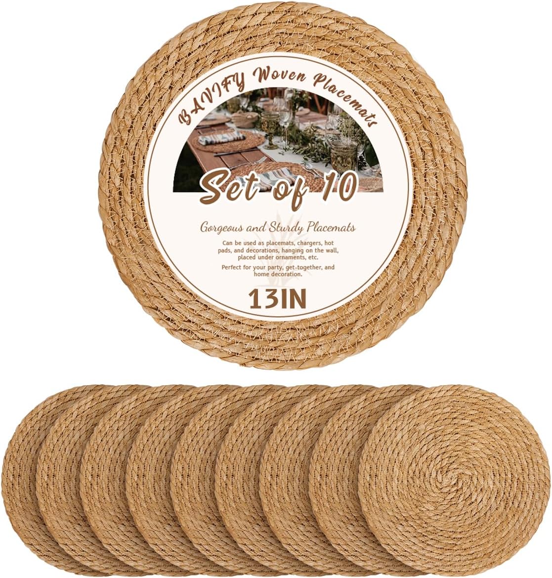 BAVIFY round woven fall placemats