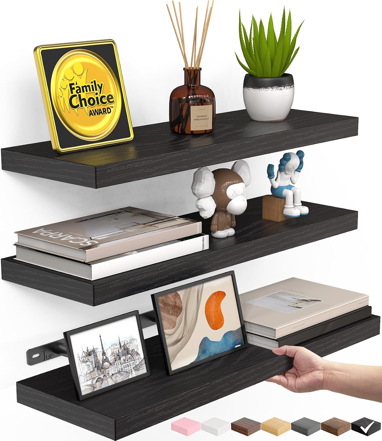 BAYKA black floating shelves, set of 3 — listing photo